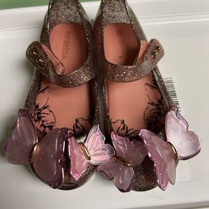Mini Melissa Glitter Butterfly Kids Shoes